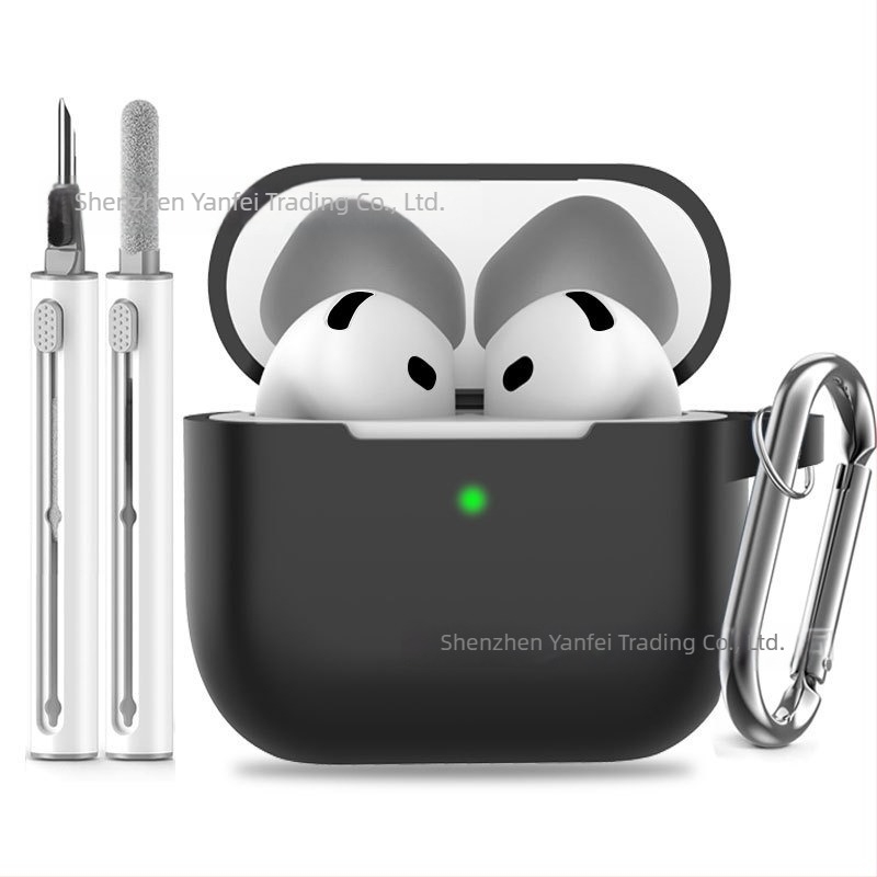 Carcasă de protecție din silicon, 2,5 mm grosime, pentru AirPods Pro 3, însoțită de stilou de curățare