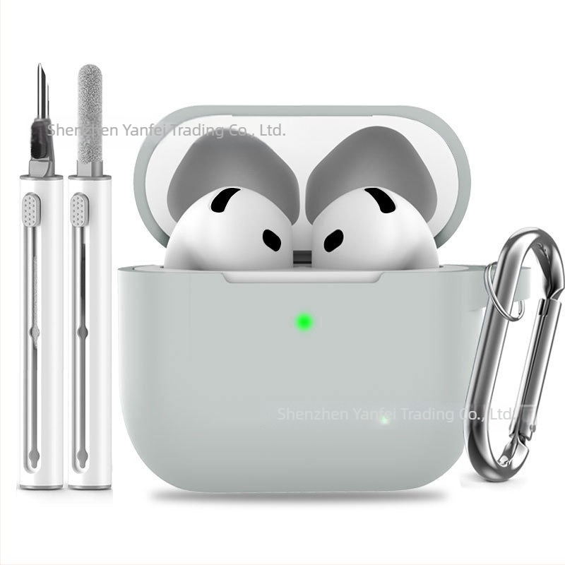 Carcasă de protecție din silicon, 2,5 mm grosime, pentru AirPods Pro 3, însoțită de stilou de curățare