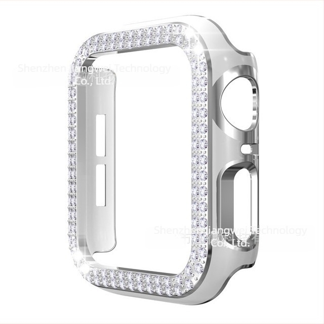 Carcasă pentru Apple Watch S98, PC, cu accente diamant în dublă serie și decupaje gravate cu laser