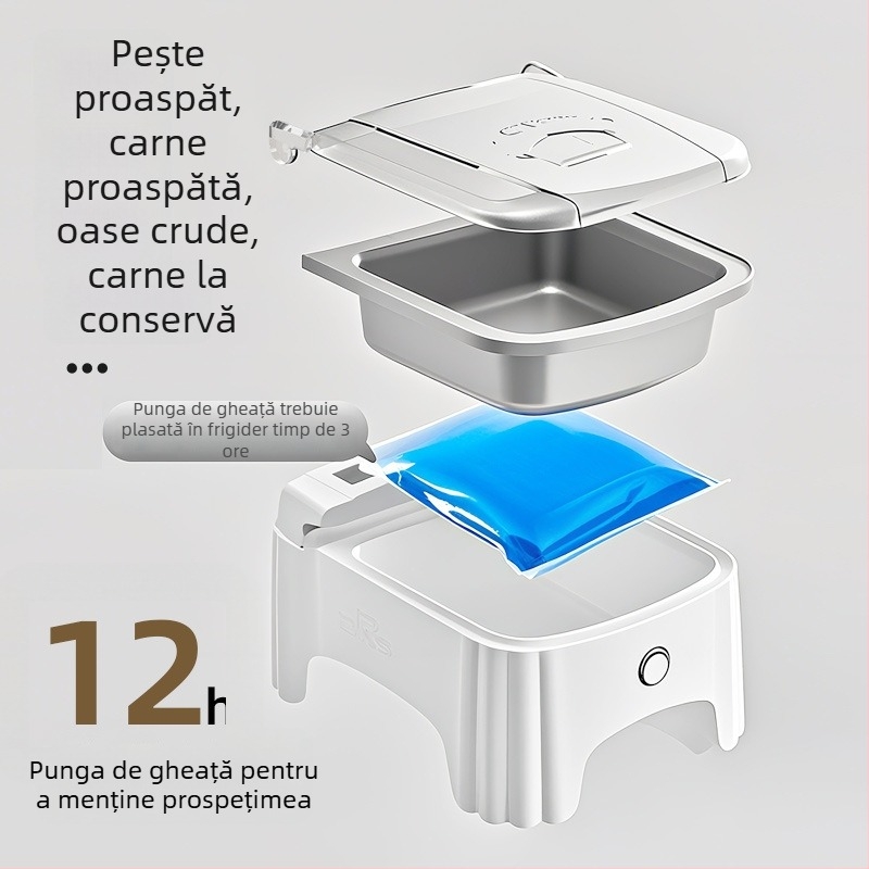Hrănitor automat pentru pisici și câini, cu capac acționat prin senzor și menținerea prospețimii în bol ceramic