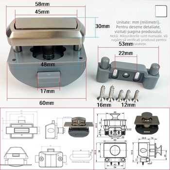 Noul model: Blocare cu buton RV pentru mobilier și dulapuri de iaht — aliaj de zinc, fără mâner, cilindru de încuire
