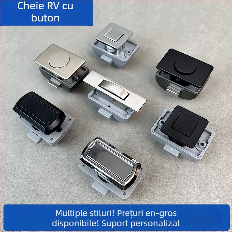 Noul model: Blocare cu buton RV pentru mobilier și dulapuri de iaht — aliaj de zinc, fără mâner, cilindru de încuire