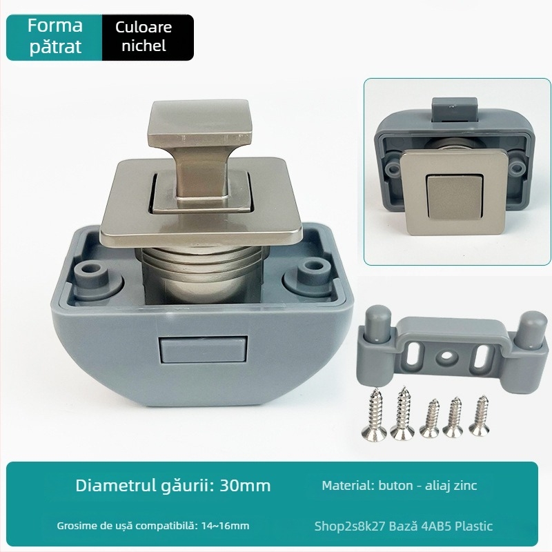 Noul model: Blocare cu buton RV pentru mobilier și dulapuri de iaht — aliaj de zinc, fără mâner, cilindru de încuire