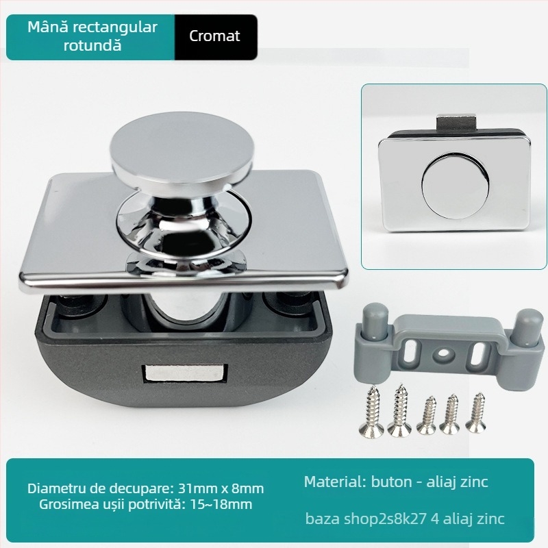 Noul model: Blocare cu buton RV pentru mobilier și dulapuri de iaht — aliaj de zinc, fără mâner, cilindru de încuire