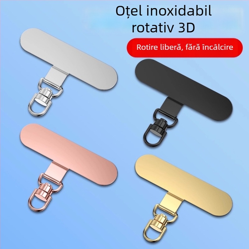 Clip de montare pentru lanier de telefon cu clip metal rotativ 360°, metal electroplacat, unisex, formă geometrică