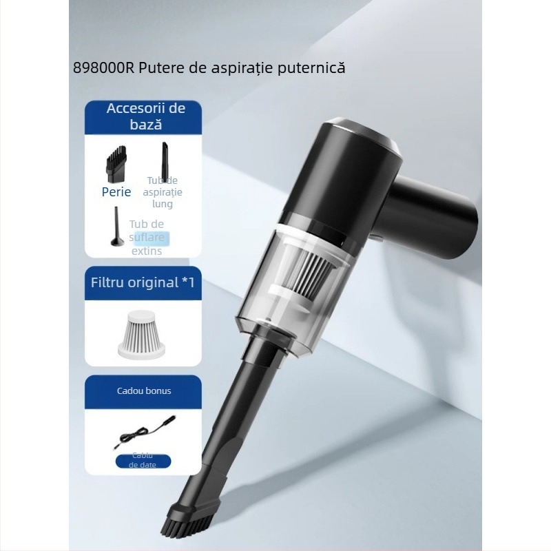 Aspirator de mână pentru mașină cu încărcare wireless, aspirație puternică 11000 Pa, compact, 120 W putere de intrare