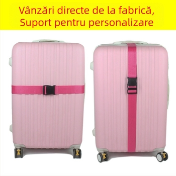 Bretea pentru ambalarea bagajelor, cu bandă PP de înaltă calitate și cataramă Pom; model: un singur cuvânt; rezistență la tracțiune: puternică; utilizare: consolidarea bagajelor; greutate: 0,090 kg