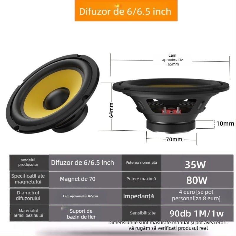 Bas horn pentru mașină • model: Bass horn • impedanță: 4 Ω • putere maximă: 35–300 W • diafragmă: fier-bor