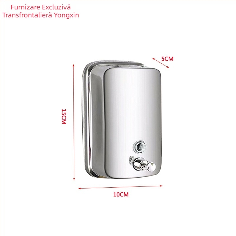 Dispenser de săpun pentru baie, oțel inoxidabil 304, Acționare prin apăsare manuală, Yongxin, Stil modern minimalist (Finisaj lucios; Greutate: 440 g)