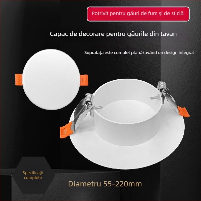 Capac decorativ circular pentru gaura de tavan pentru iluminat - ABS, diametru 94/134/185/230 mm, grosime perete 3 mm, marca Zhang Plastic