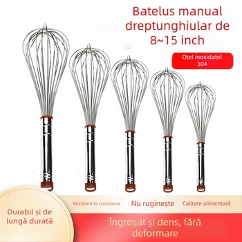 Bătător manual pentru ouă din oțel inoxidabil 304, mâner rotund, brand Hongping, stil modern minimalist