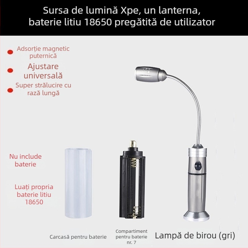 Lumină de lucru LED cu furtun, cip Ledora, reîncărcabilă, focalizare reglabilă, corp din aliaj de aluminiu, ≤100 lm