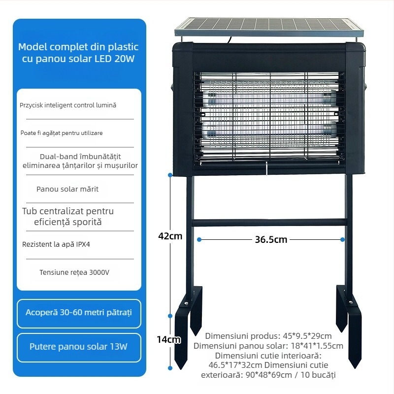 Lampa solară de exterior pentru omorârea țânțarilor - LED, 220V, 20W, CE certificat, Personalizare disponibilă (LED; 220V; 20W; CE)