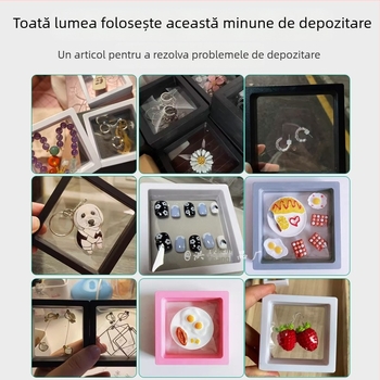 Cutie portabilă de depozitare pentru bijuterii: inele, lanțuri, brățări și cercei; protecție împotriva prafului și umezelii; design modern minimalist
