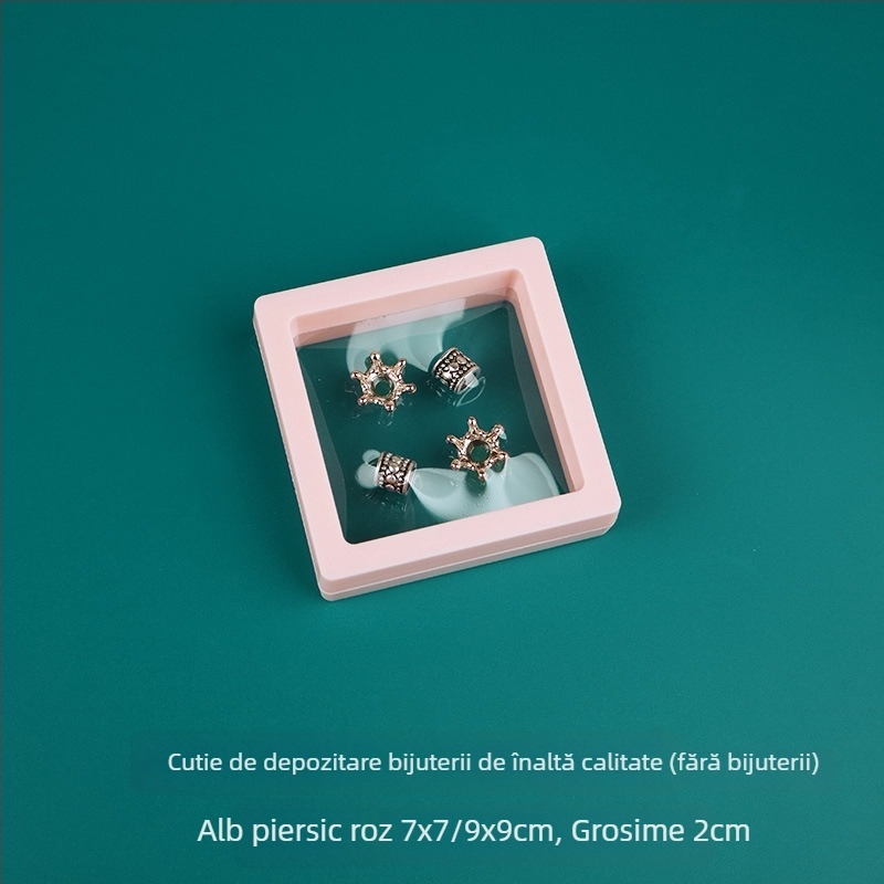 Cutie portabilă de depozitare pentru bijuterii: inele, lanțuri, brățări și cercei; protecție împotriva prafului și umezelii; design modern minimalist