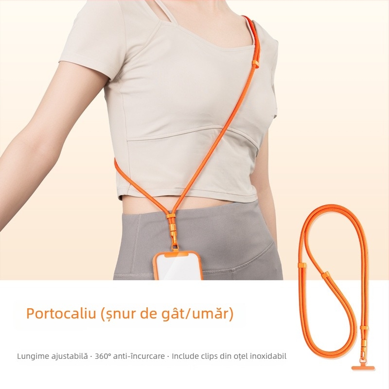 Lanard pentru telefon YAGEEN, lungime reglabilă, rotire la 360°, clipsă de curea anti-furt, poliester