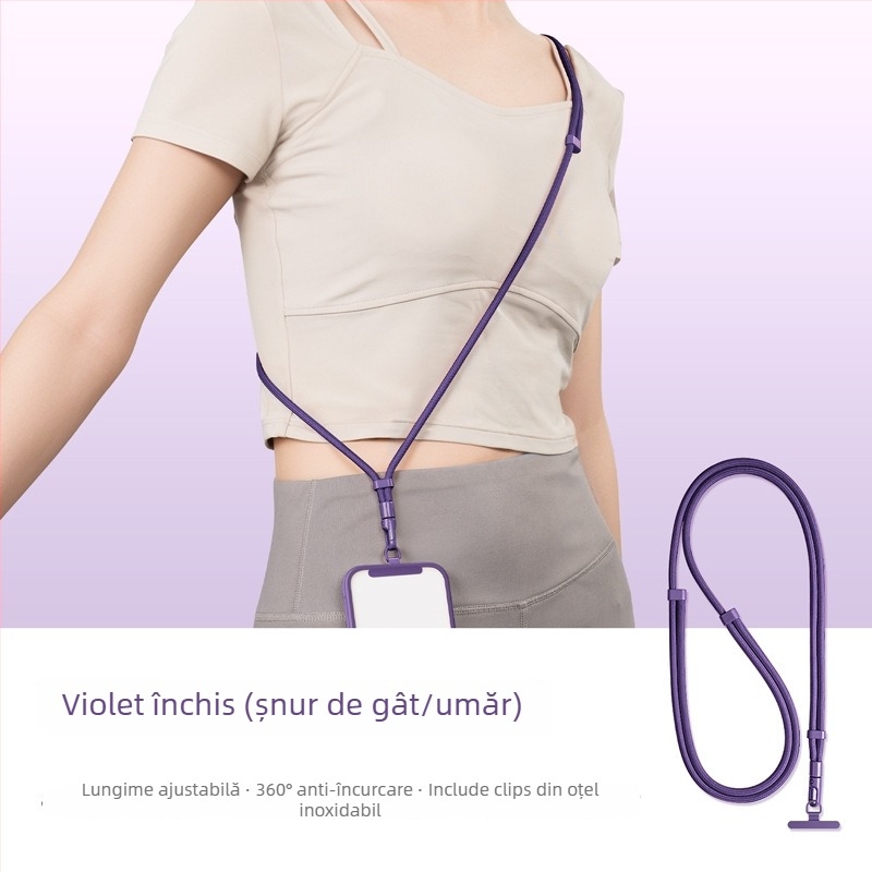 Lanard pentru telefon YAGEEN, lungime reglabilă, rotire la 360°, clipsă de curea anti-furt, poliester