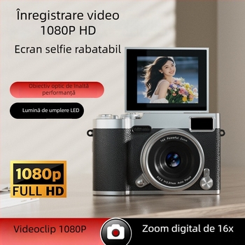 Aparat digital cu senzor CCD, zoom optic 16x, rezoluție maximă 1280x1024, ecran LCD, stabilizare electronică a imaginii