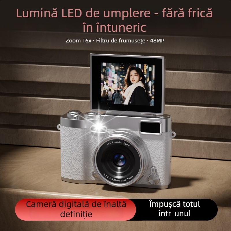 Aparat digital cu senzor CCD, zoom optic 16x, rezoluție maximă 1280x1024, ecran LCD, stabilizare electronică a imaginii