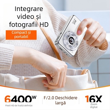 Cameră digitală cu senzor CMOS 4,8 MP, ecran tactil de 2,4 inchi, stabilizare electronică a imaginii, stocare pe card SD