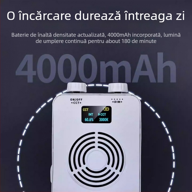 Lumină LED de umplere de 40W - portabilă, cu baterie încorporată, 7.4V, pentru streaming live, fotografie și video, în aer liber