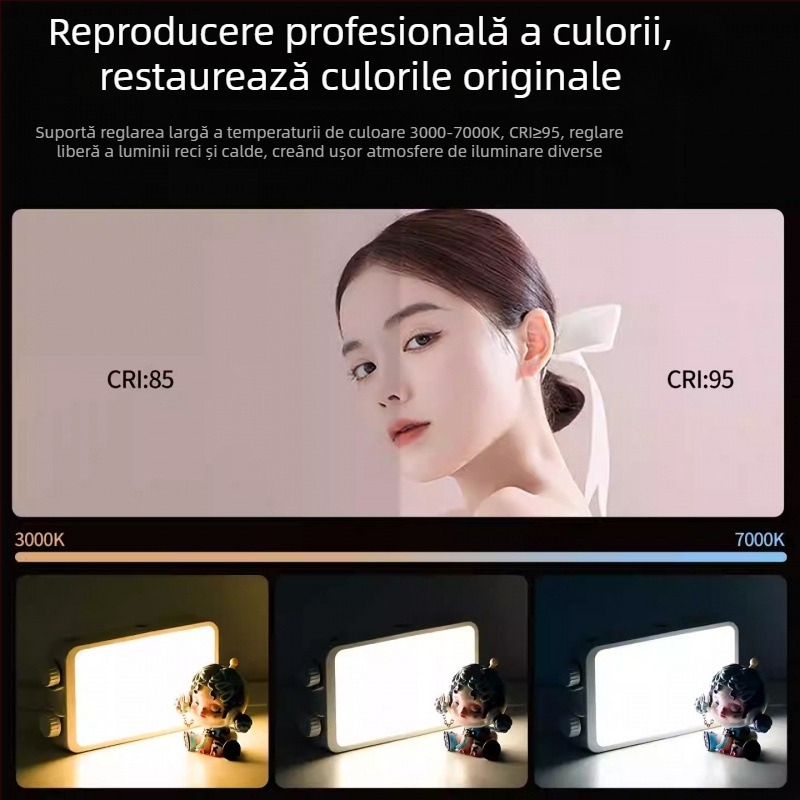 Lumină LED de umplere de 40W - portabilă, cu baterie încorporată, 7.4V, pentru streaming live, fotografie și video, în aer liber