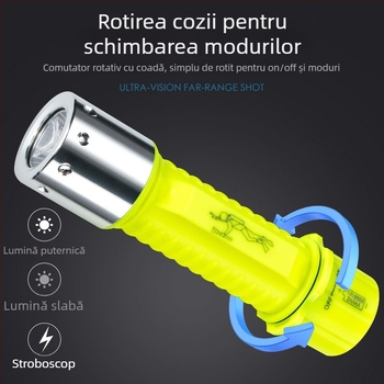Lumină de scufundare pentru iluminare subacvatică, impermeabilă, reîncărcabilă, corp din plastic, lumină puternică, pentru pescuitul marin