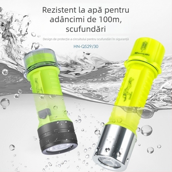 Lumină de scufundare pentru iluminare subacvatică, impermeabilă, reîncărcabilă, corp din plastic, lumină puternică, pentru pescuitul marin