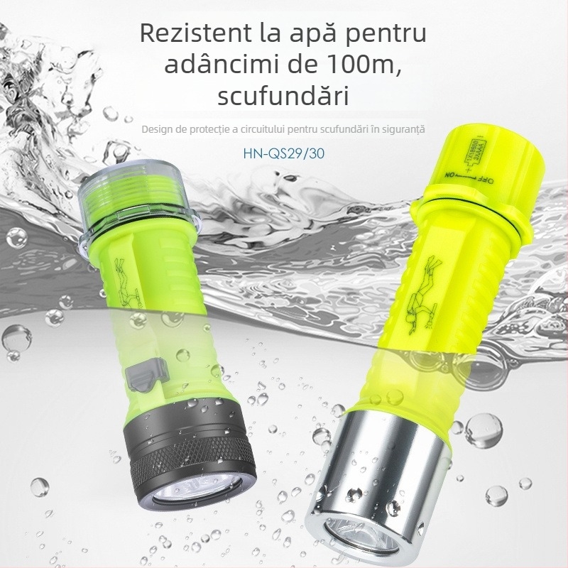 Lumină de scufundare pentru iluminare subacvatică, impermeabilă, reîncărcabilă, corp din plastic, lumină puternică, pentru pescuitul marin