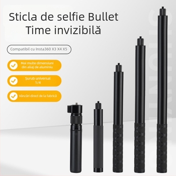 Baston selfie cu mâner rotativ și tijă extensibilă — aliaj de aluminiu, înălțime 3 m, sarcină 2 kg, Diametru 2,5 cm, 5 secțiuni