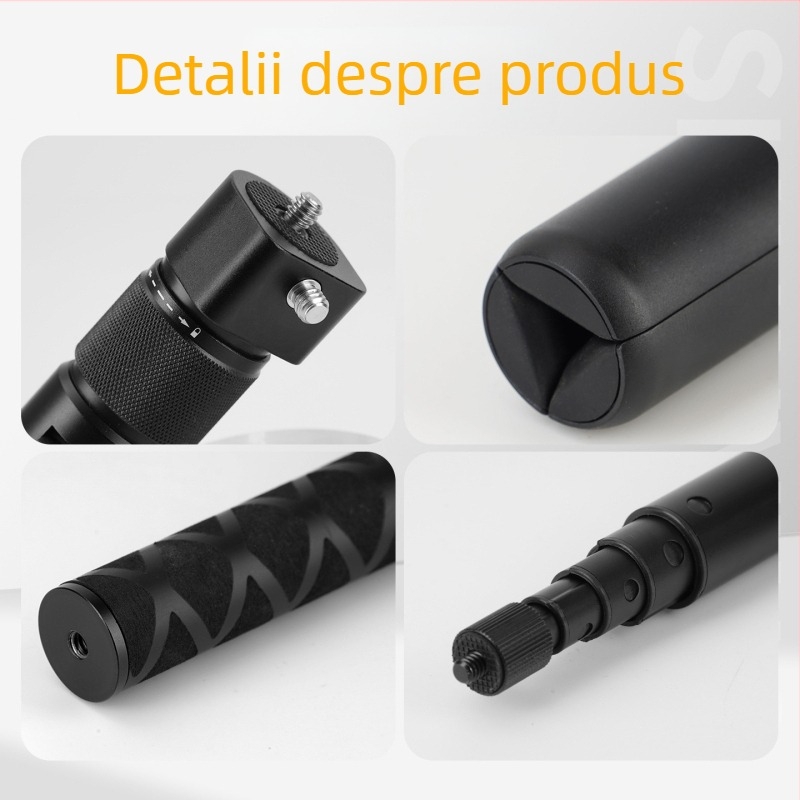 Baston selfie cu mâner rotativ și tijă extensibilă — aliaj de aluminiu, înălțime 3 m, sarcină 2 kg, Diametru 2,5 cm, 5 secțiuni