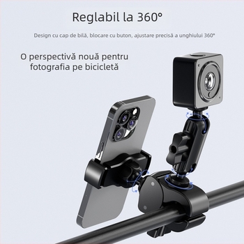 Suport pentru telefon pentru ciclism și montură pentru cameră de acțiune pentru biciclete electrice, MTB și biciclete — model universal, clips din plastic, navigație și filmare