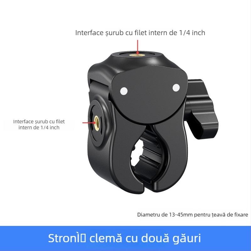Suport pentru telefon pentru ciclism și montură pentru cameră de acțiune pentru biciclete electrice, MTB și biciclete — model universal, clips din plastic, navigație și filmare