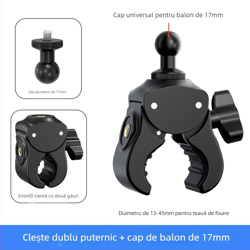 Suport pentru telefon pentru ciclism și montură pentru cameră de acțiune pentru biciclete electrice, MTB și biciclete — model universal, clips din plastic, navigație și filmare