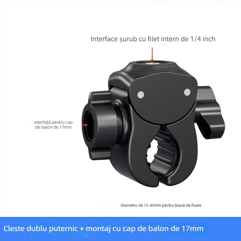 Suport pentru telefon pentru ciclism și montură pentru cameră de acțiune pentru biciclete electrice, MTB și biciclete — model universal, clips din plastic, navigație și filmare