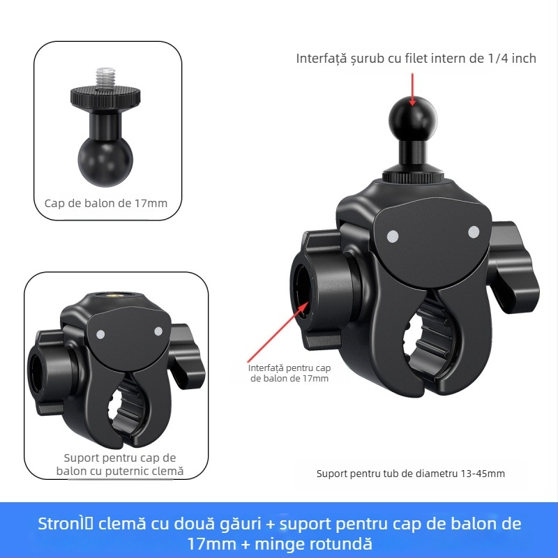 Suport pentru telefon pentru ciclism și montură pentru cameră de acțiune pentru biciclete electrice, MTB și biciclete — model universal, clips din plastic, navigație și filmare