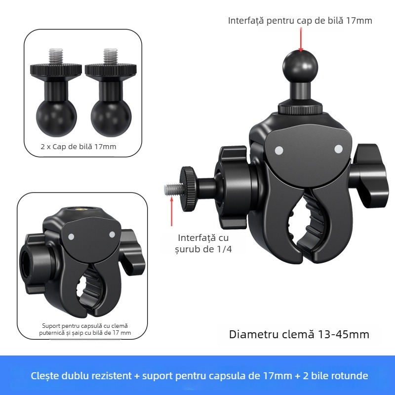 Suport pentru telefon pentru ciclism și montură pentru cameră de acțiune pentru biciclete electrice, MTB și biciclete — model universal, clips din plastic, navigație și filmare