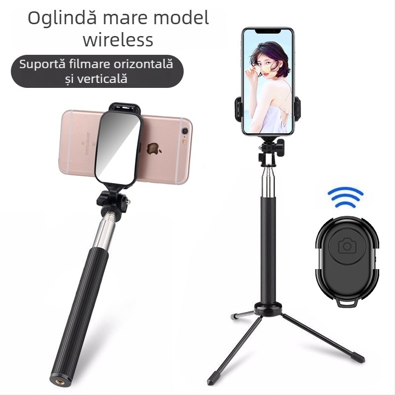 Selfie stick C8 cu Bluetooth, iluminare LED și telecomandă – monopod din oțel inoxidabil pentru telefon