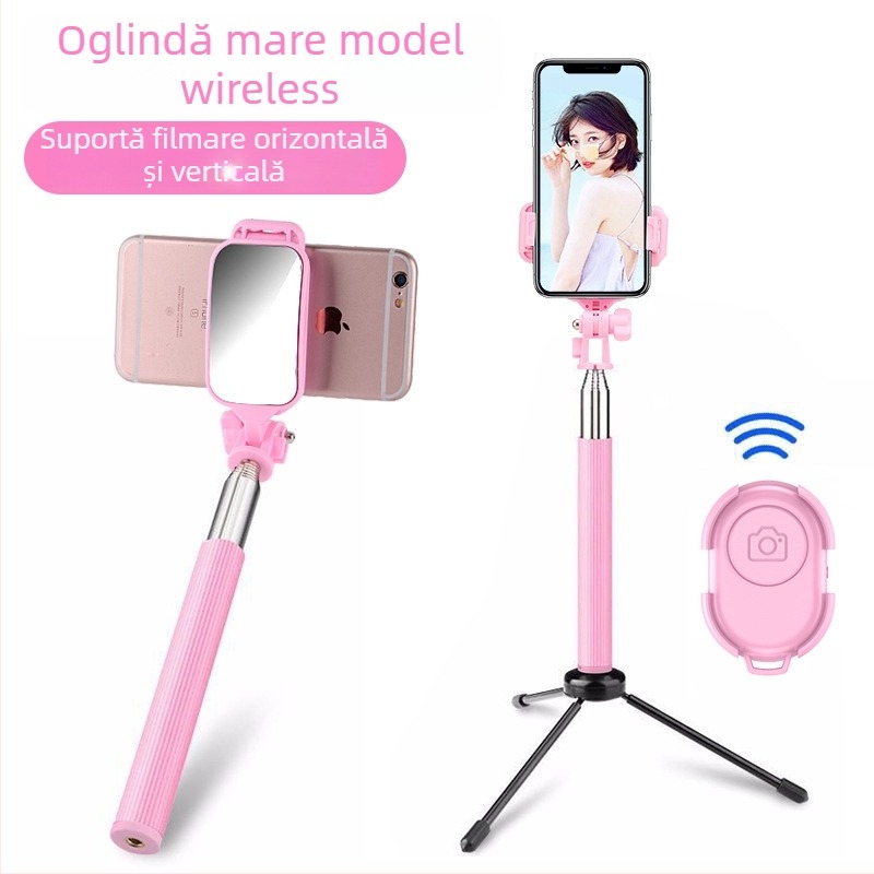 Selfie stick C8 cu Bluetooth, iluminare LED și telecomandă – monopod din oțel inoxidabil pentru telefon