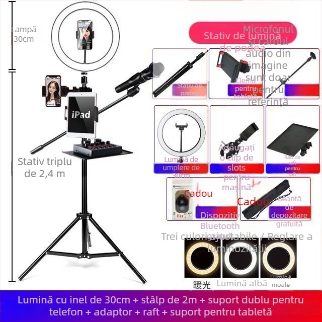 Deer Suport de podea pentru telefon – trepied pentru transmisiuni live, plastic, stil simplu