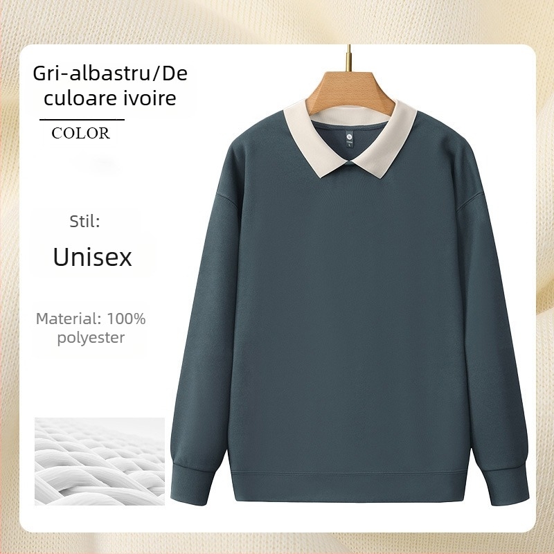 Hanorac de lucru pentru salonul de manichiură, cu logo publicitar, mâneci lungi, fără glugă, buzunare laterale, țesătură din bumbac coreean/poliester