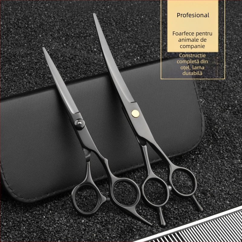 Foarfecă de îngrijire pentru animale de companie – foarfeci curbate pentru păr de câine, oțel inoxidabil 4Cr, Sillyfu