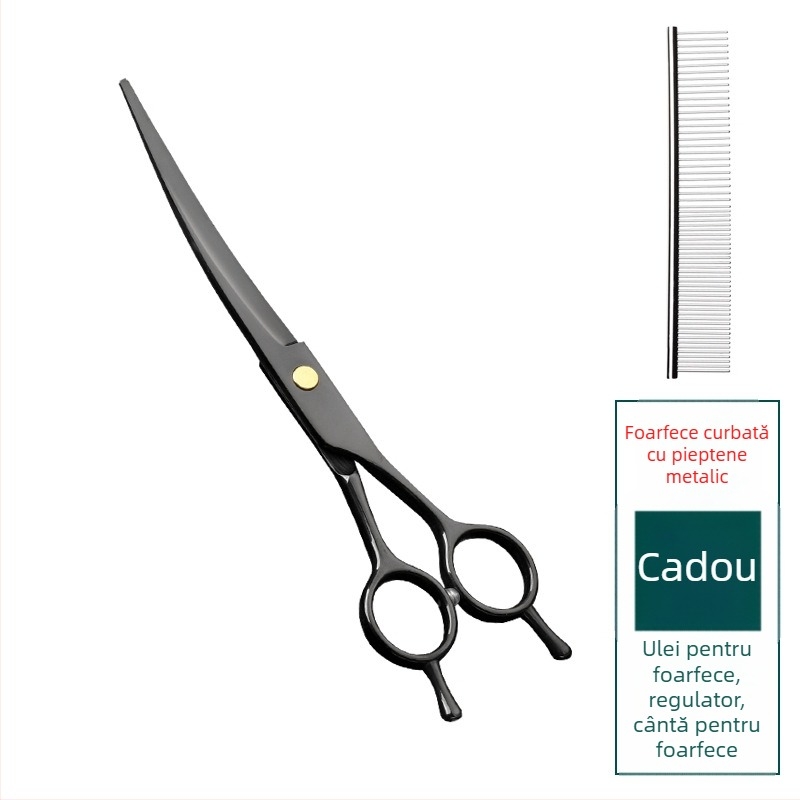 Foarfecă de îngrijire pentru animale de companie – foarfeci curbate pentru păr de câine, oțel inoxidabil 4Cr, Sillyfu