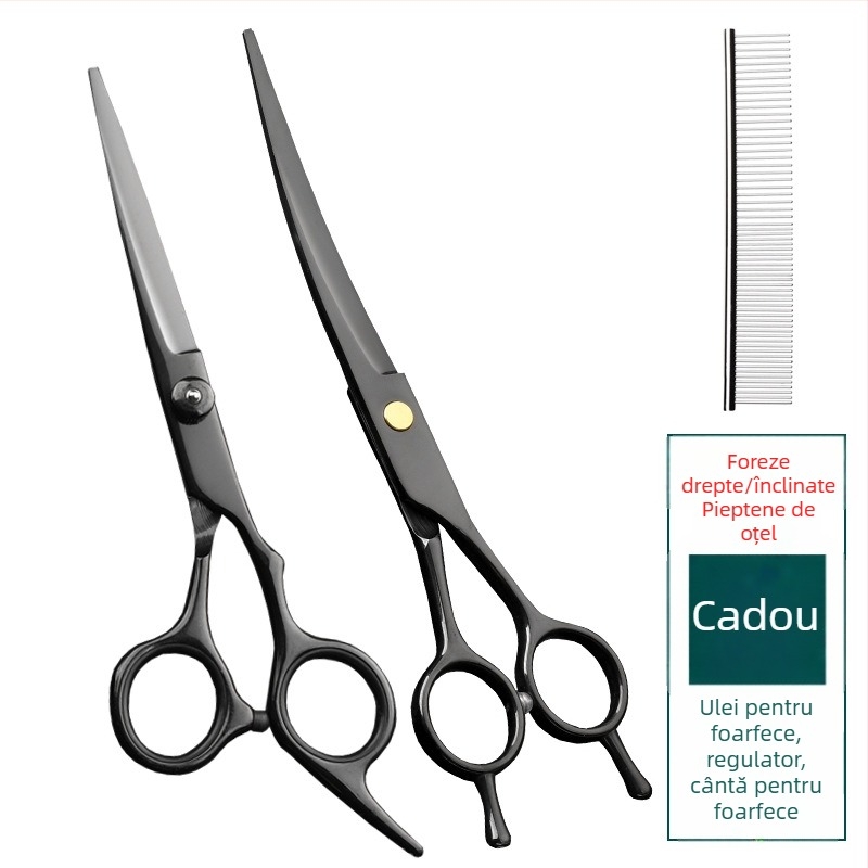 Foarfecă de îngrijire pentru animale de companie – foarfeci curbate pentru păr de câine, oțel inoxidabil 4Cr, Sillyfu