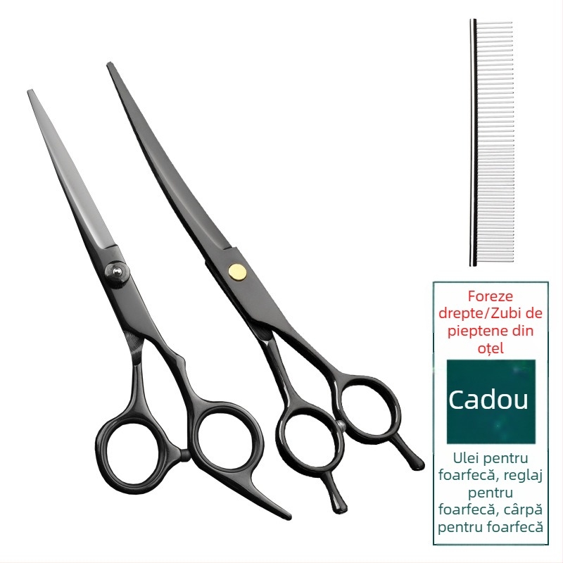Foarfecă de îngrijire pentru animale de companie – foarfeci curbate pentru păr de câine, oțel inoxidabil 4Cr, Sillyfu
