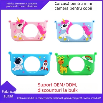 Carcasă mini pentru cameră pentru copii – unicorn astronaut, silicon, protecție anti-cadere, LCD de 1 inch, sub 1 MP