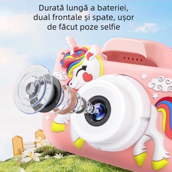 Carcasă mini pentru cameră pentru copii – unicorn astronaut, silicon, protecție anti-cadere, LCD de 1 inch, sub 1 MP