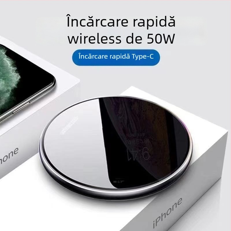 Încărcător wireless rapid QC 4.0 - Compatibil cu Fast Charge, Fără încărcare magnetică, Fără afișaj, Nu este original