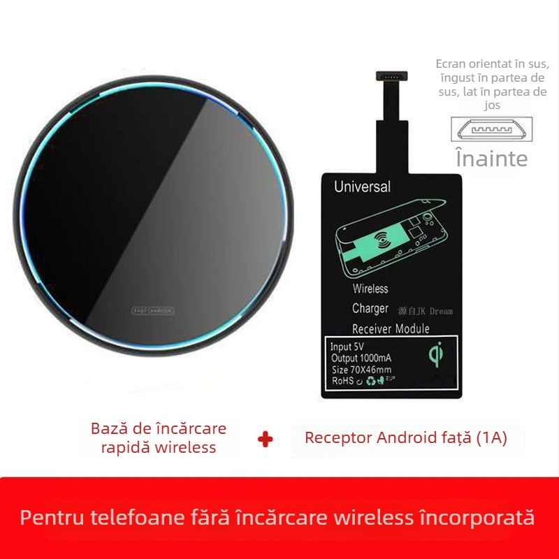 Încărcător wireless rapid QC 4.0 - Compatibil cu Fast Charge, Fără încărcare magnetică, Fără afișaj, Nu este original
