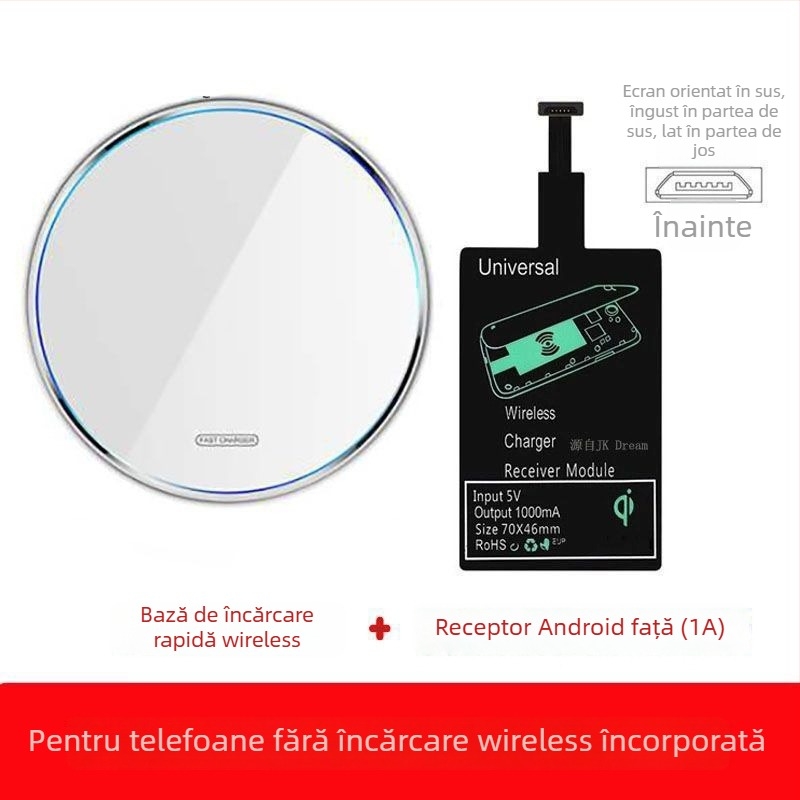 Încărcător wireless rapid QC 4.0 - Compatibil cu Fast Charge, Fără încărcare magnetică, Fără afișaj, Nu este original